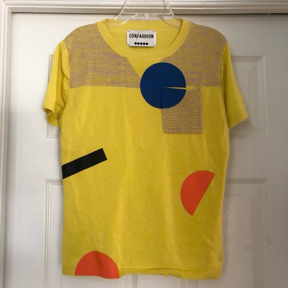 European “Con/fashion” Chest Pocket Knit Sweater Top Blouse - Picture 8 of 16